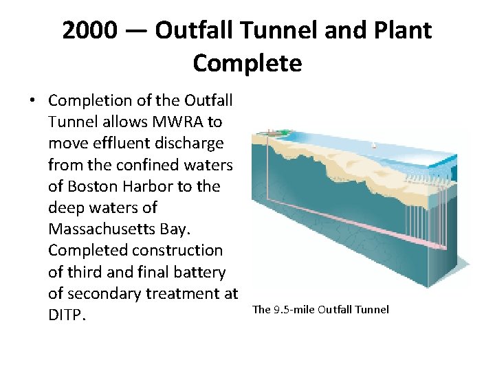 2000 — Outfall Tunnel and Plant Complete • Completion of the Outfall Tunnel allows