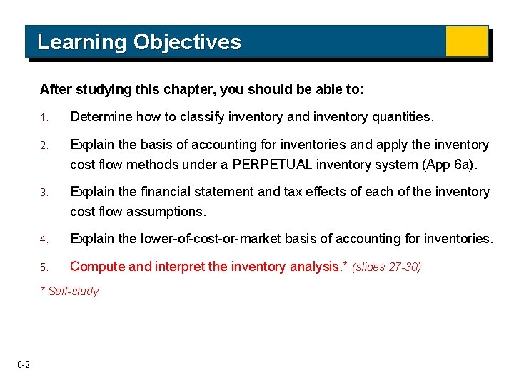 Learning Objectives After studying this chapter, you should be able to: 1. Determine how