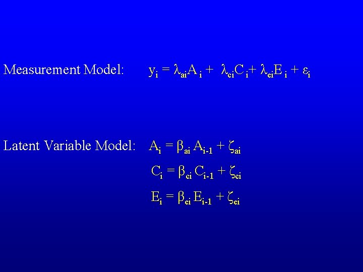 Measurement Model: yi = λai. A i + λci. C i+ λei. E i