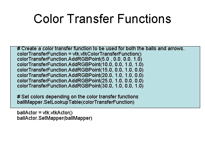 Color Transfer Functions # Create a color transfer function to be used for both