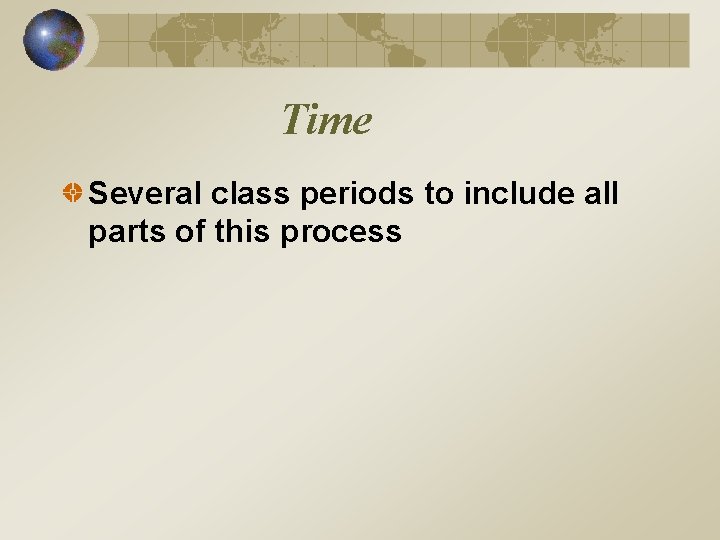 Time Several class periods to include all parts of this process 