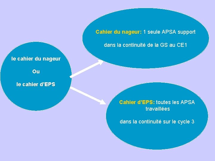  Cahier du nageur: 1 seule APSA support dans la continuité de la GS