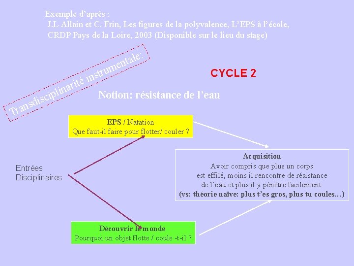 Exemple d’après : J. L Allain et C. Frin, Les figures de la polyvalence,
