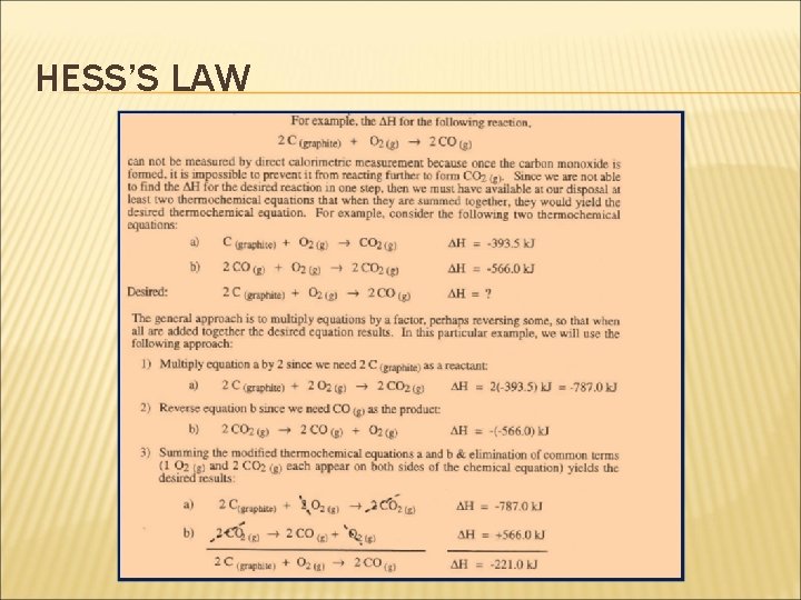 HESS’S LAW 