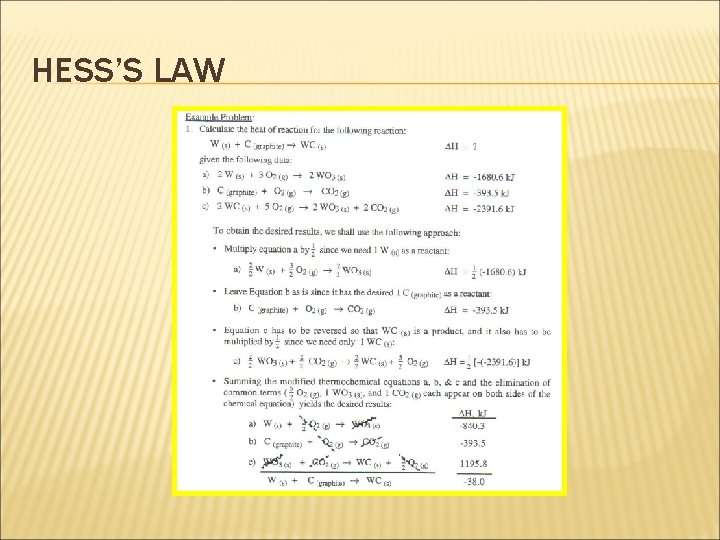 HESS’S LAW 