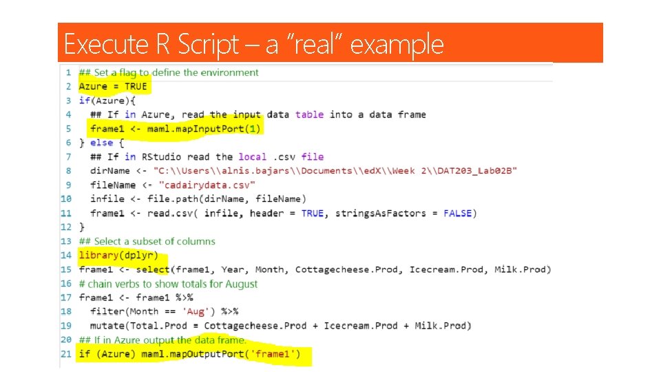 Execute R Script – a “real” example 