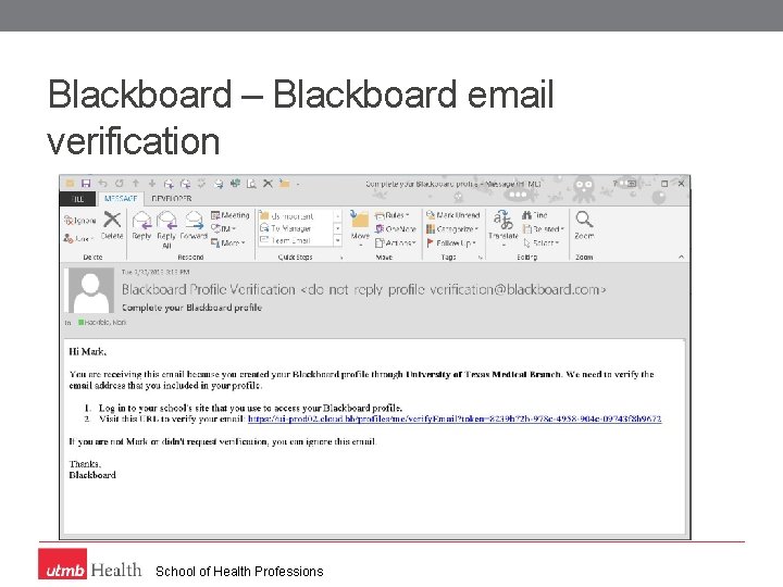 Blackboard – Blackboard email verification School of Health Professions 