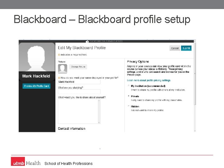 Blackboard – Blackboard profile setup School of Health Professions 