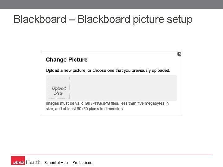 Blackboard – Blackboard picture setup School of Health Professions 