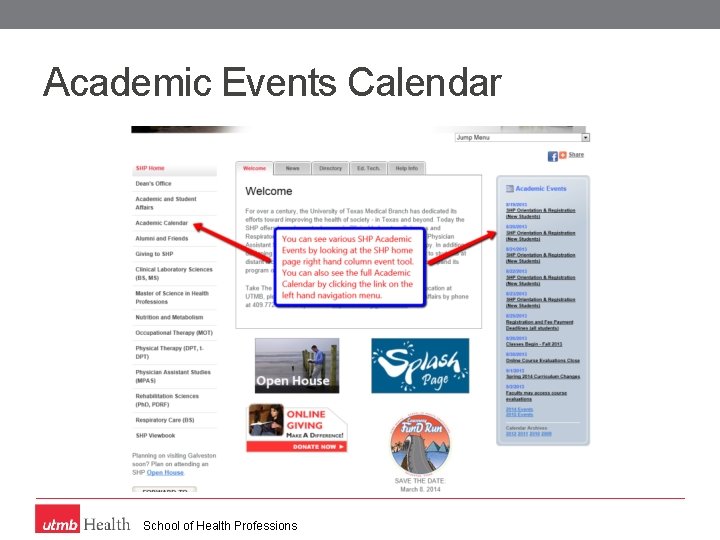 Academic Events Calendar School of Health Professions 