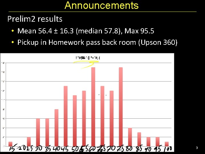 Announcements Prelim 2 results • Mean 56. 4 ± 16. 3 (median 57. 8),