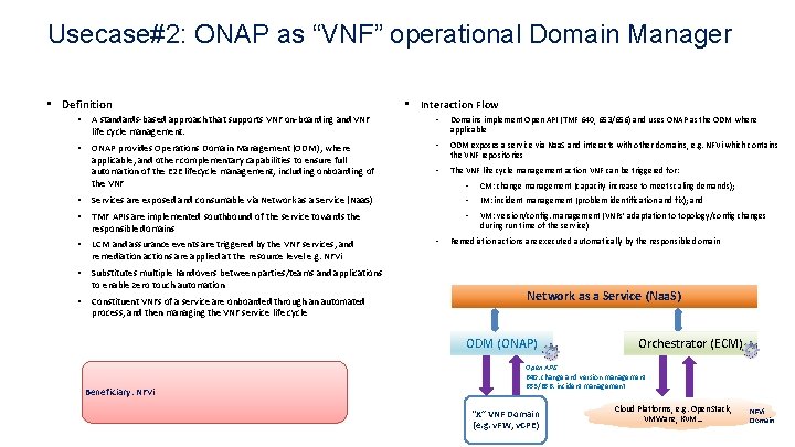 Usecase#2: ONAP as “VNF” operational Domain Manager • Definition • Interaction Flow • A