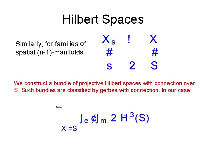 Hilbert Spaces Similarly, for families of spatial (n-1)-manifolds: We construct a bundle of projective