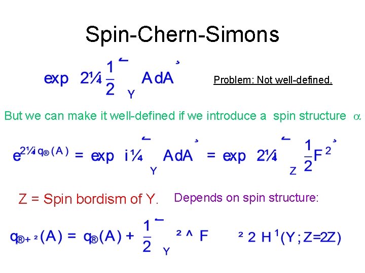 Spin-Chern-Simons Problem: Not well-defined. But we can make it well-defined if we introduce a