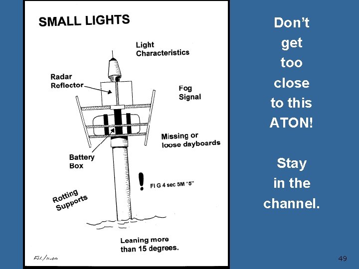 Don’t get too close to this ATON! Stay in the channel. 49 