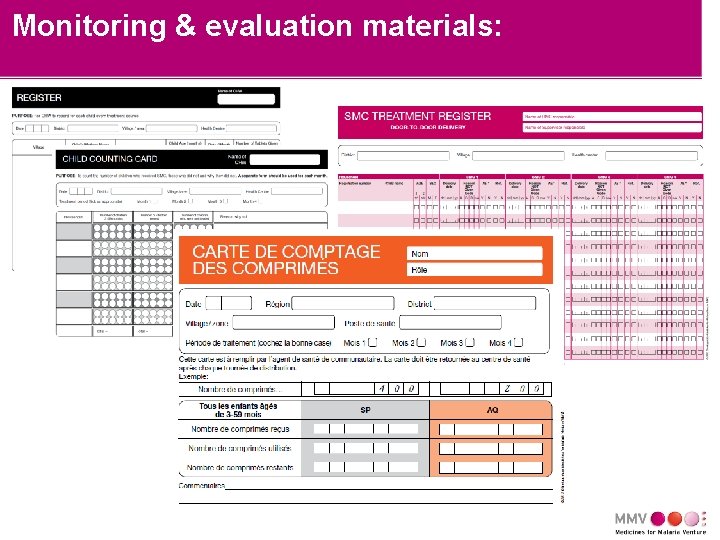 Monitoring & evaluation materials: 