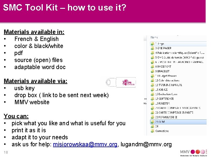 SMC Tool Kit – how to use it? Materials available in: • French &