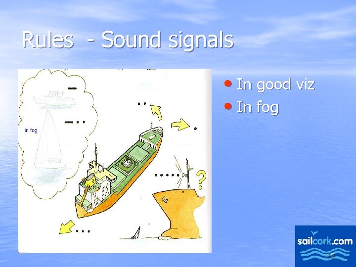 Rules - Sound signals • In good viz • In fog 12 