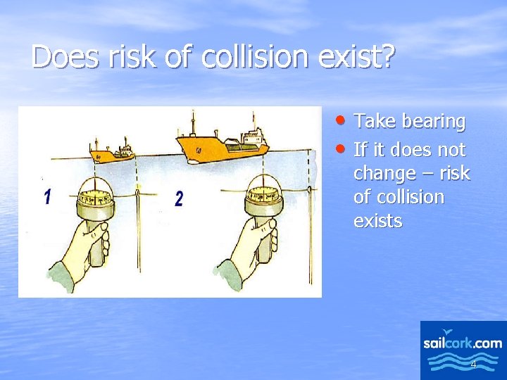 Does risk of collision exist? • Take bearing • If it does not change