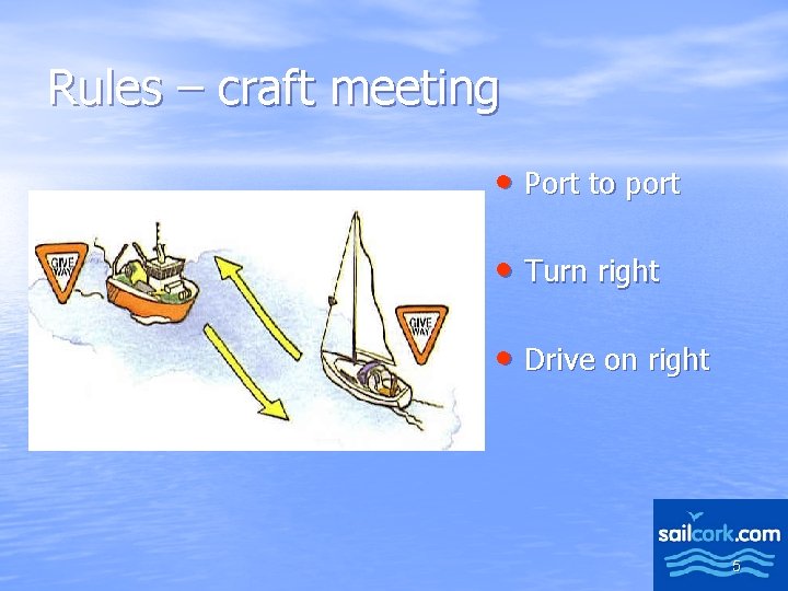 Rules – craft meeting • Port to port • Turn right • Drive on