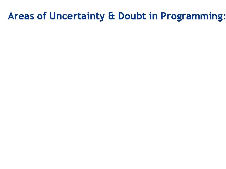 Areas of Uncertainty & Doubt in Programming: 