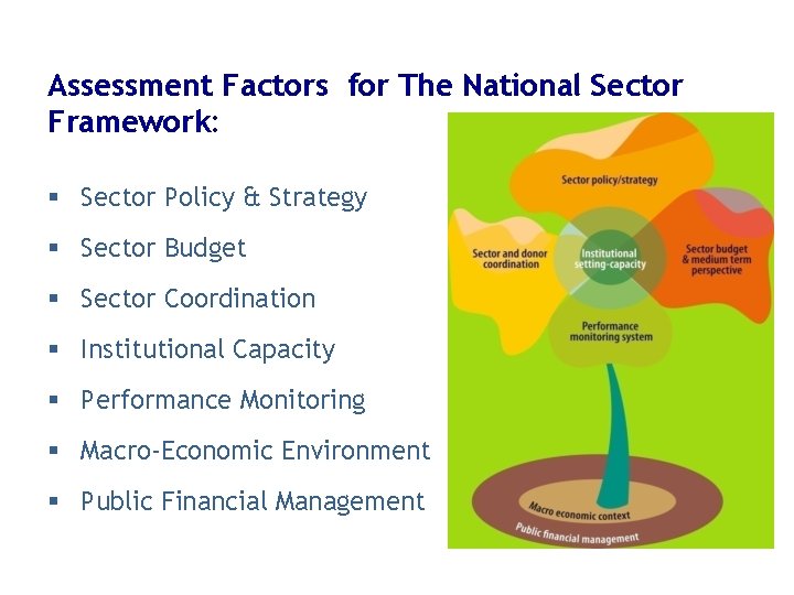 Assessment Factors for The National Sector Framework: § Sector Policy & Strategy § Sector