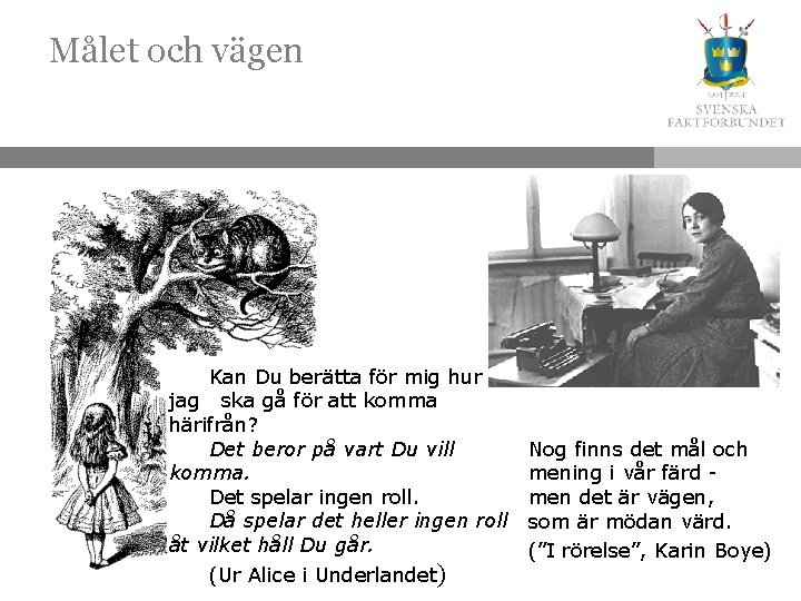 Målet och vägen Kan Du berätta för mig hur jag ska gå för att