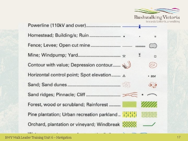 BWV Walk Leader Training Unit 6 – Navigation 17 BWV Walk Leader Training Unit 6 – Navigation 17