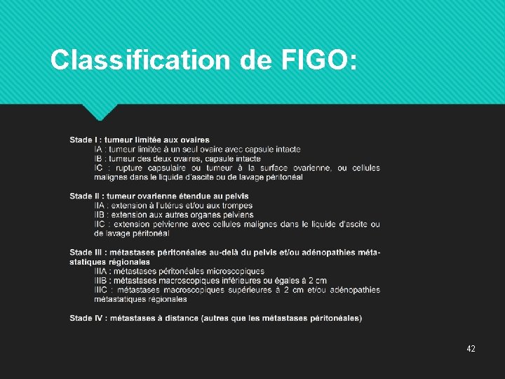 Classification de FIGO: 42 