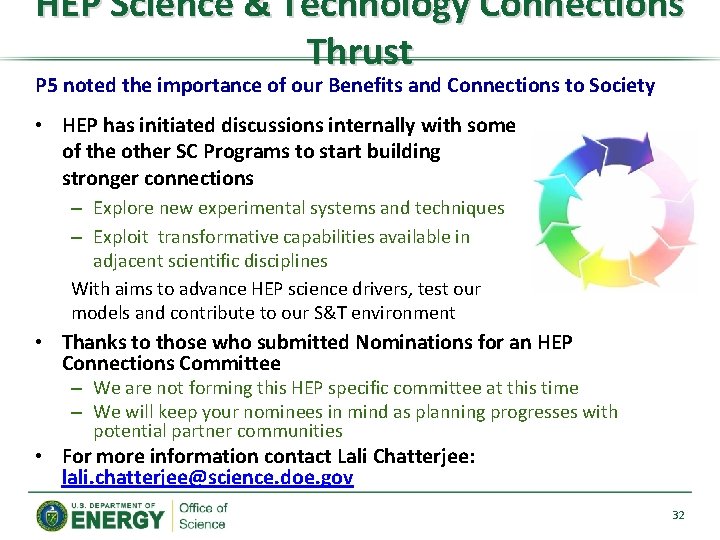 HEP Science & Technology Connections Thrust P 5 noted the importance of our Benefits HEP Science & Technology Connections Thrust P 5 noted the importance of our Benefits
