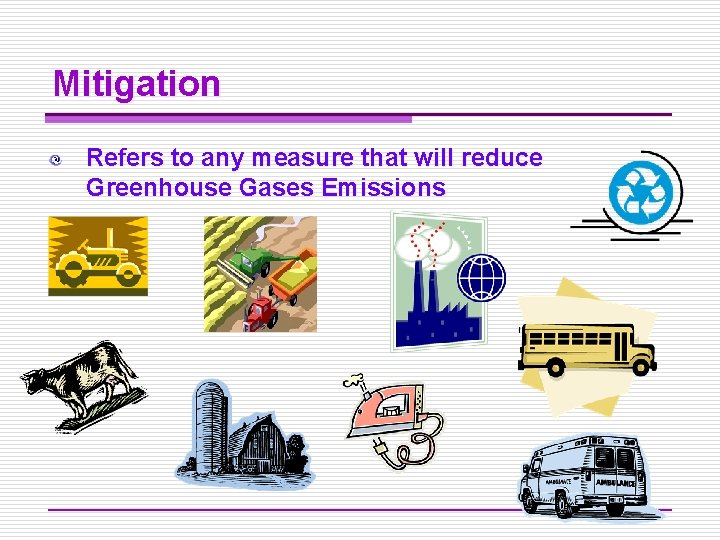 Mitigation Refers to any measure that will reduce Greenhouse Gases Emissions 