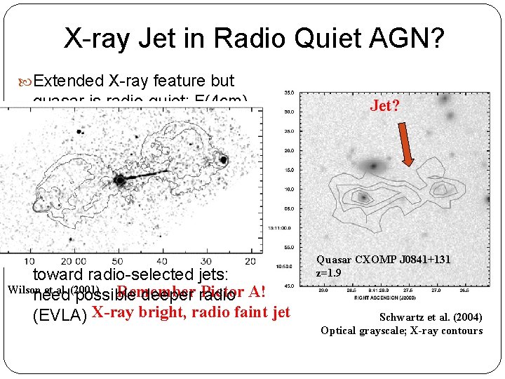 X-ray Jet in Radio Quiet AGN? Extended X-ray feature but quasar is radio-quiet: F(4