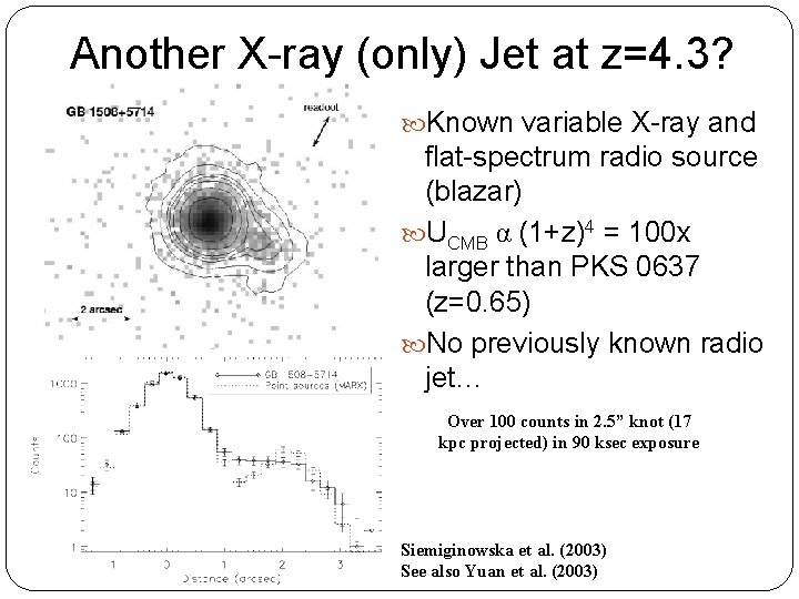 Another X-ray (only) Jet at z=4. 3? Known variable X-ray and flat-spectrum radio source