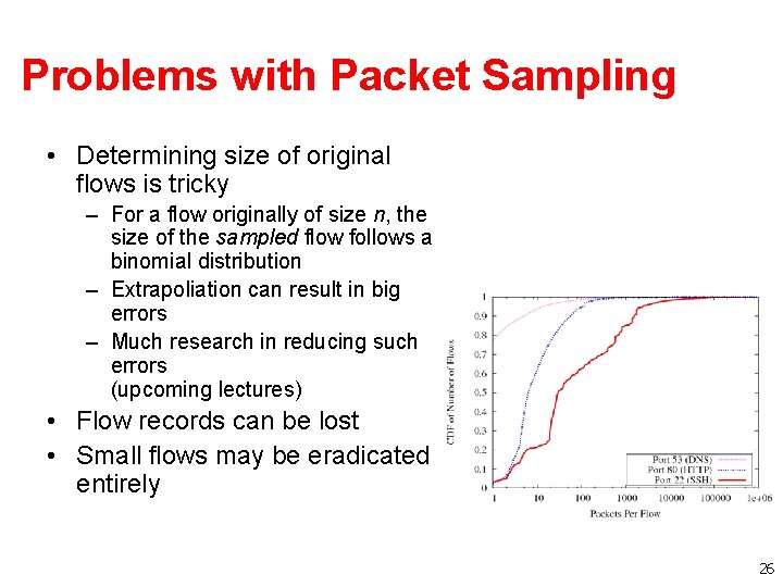 Problems with Packet Sampling • Determining size of original flows is tricky – For Problems with Packet Sampling • Determining size of original flows is tricky – For