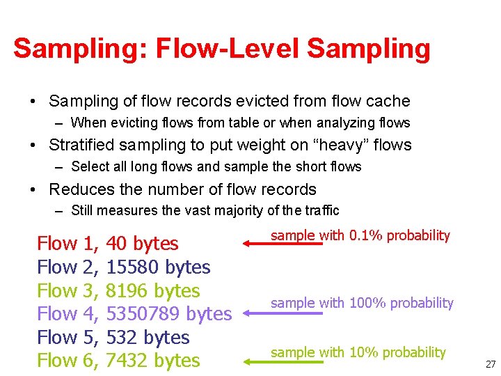 Sampling: Flow-Level Sampling • Sampling of flow records evicted from flow cache – When Sampling: Flow-Level Sampling • Sampling of flow records evicted from flow cache – When
