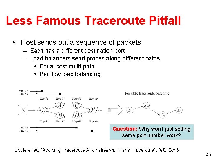 Less Famous Traceroute Pitfall • Host sends out a sequence of packets – Each Less Famous Traceroute Pitfall • Host sends out a sequence of packets – Each