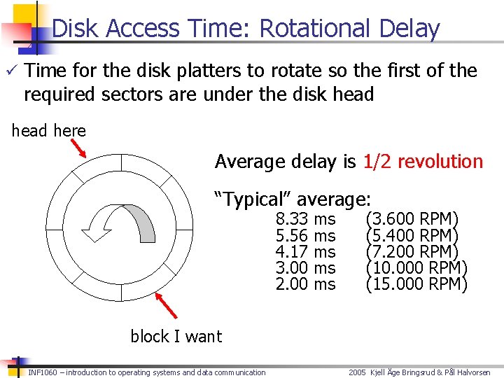 Disk Access Time: Rotational Delay ü Time for the disk platters to rotate so