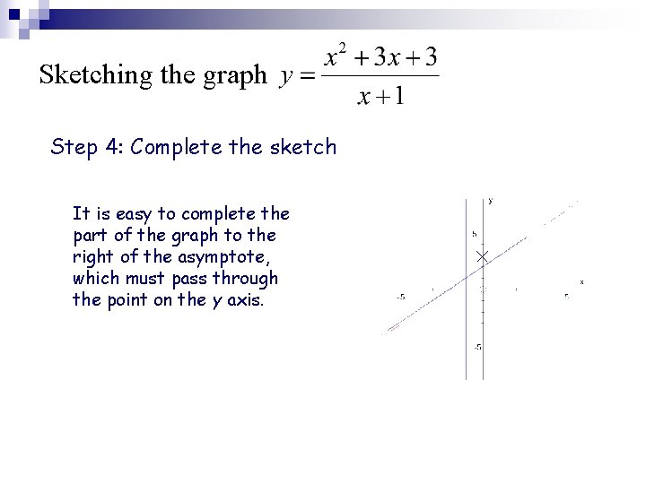 Sketching the graph Step 4: Complete the sketch It is easy to complete the