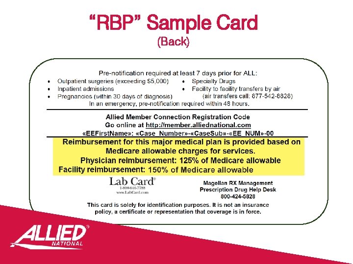 “RBP” Sample Card (Back) 