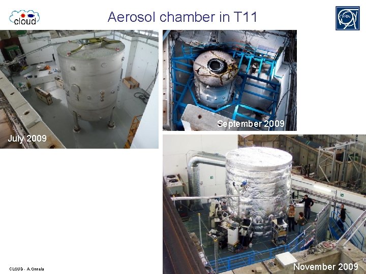 Aerosol chamber in T 11 September 2009 July 2009 CLOUD - A. Onnela 23