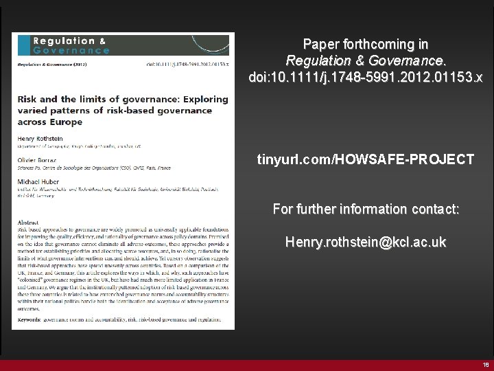 Paper forthcoming in Regulation & Governance. doi: 10. 1111/j. 1748 -5991. 2012. 01153. x