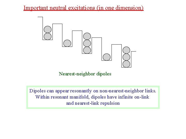 Important neutral excitations (in one dimension) Nearest-neighbor dipoles Dipoles can appear resonantly on non-nearest-neighbor