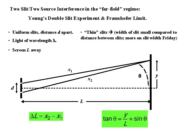 Two Slit/Two Source Interference in the “far-field” regime: Young’s Double Slit Experiment & Fraunhofer