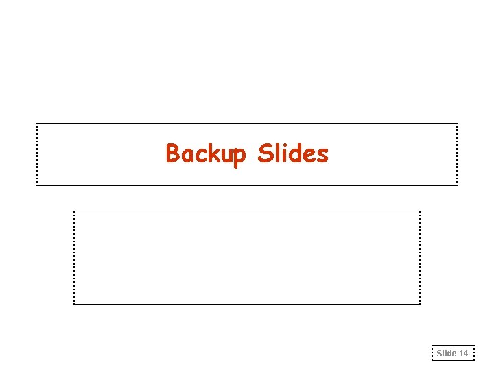 Backup Slides Slide 14 