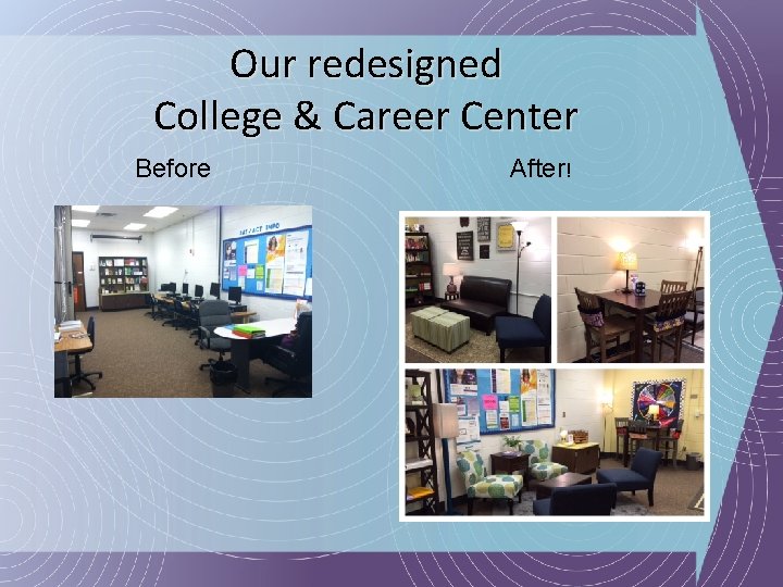 Our redesigned College & Career Center Before After! 