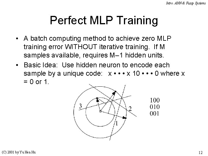 Intro. ANN & Fuzzy Systems Perfect MLP Training • A batch computing method to Intro. ANN & Fuzzy Systems Perfect MLP Training • A batch computing method to