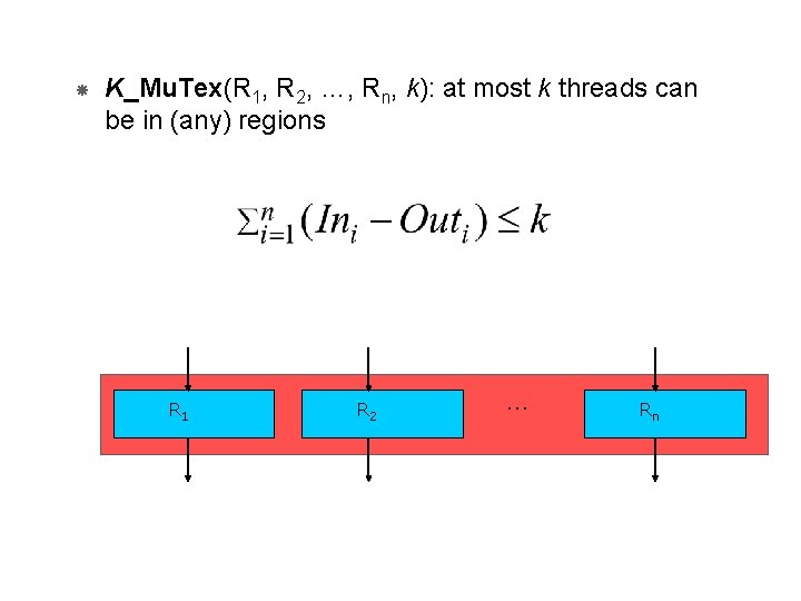  K_Mu. Tex(R 1, R 2, …, Rn, k): at most k threads can
