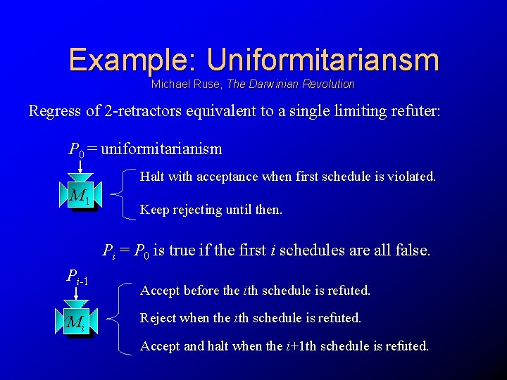 Example: Uniformitariansm Michael Ruse, The Darwinian Revolution Regress of 2 -retractors equivalent to a