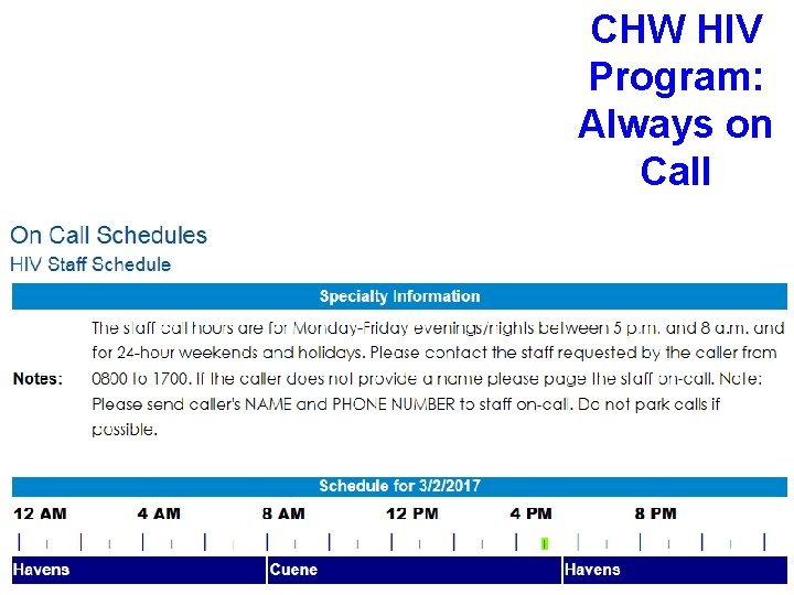 CHW HIV Program: Always on Call 