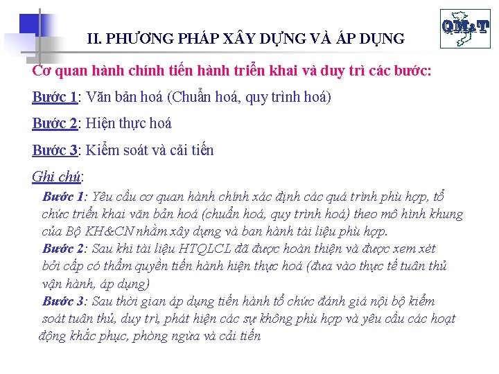 II. PHƯƠNG PHÁP X Y DỰNG VÀ ÁP DỤNG Cơ quan hành chính tiến